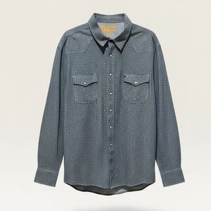 Cinch Modern Fit pearl Snap Button-Down Shirt XXL – Blue Geometric Pattern